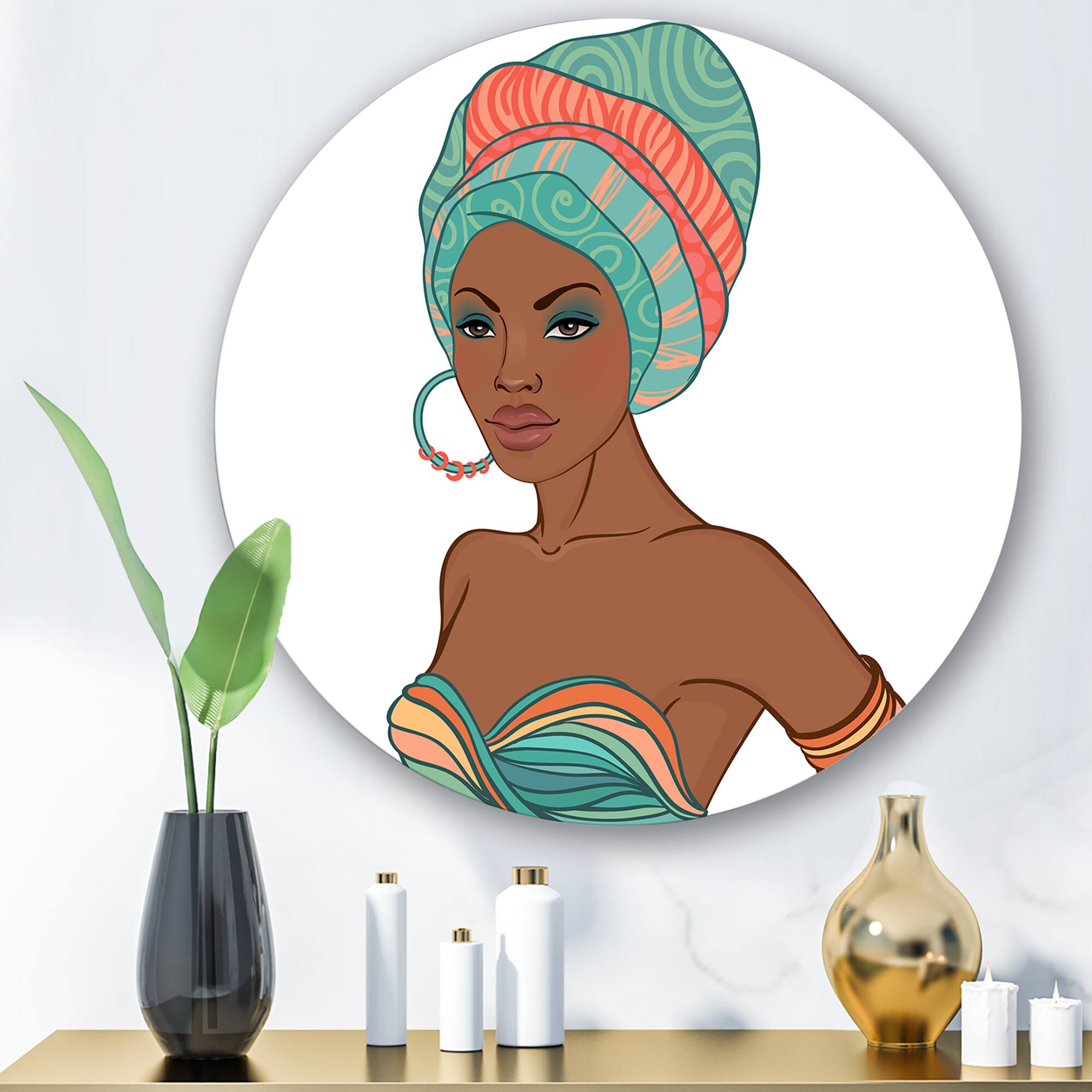 Designart - African American Woman With Earring & Turban